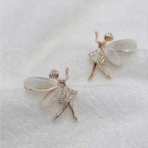 Delicate Flower Fairy Design Stud Earrings faux gold